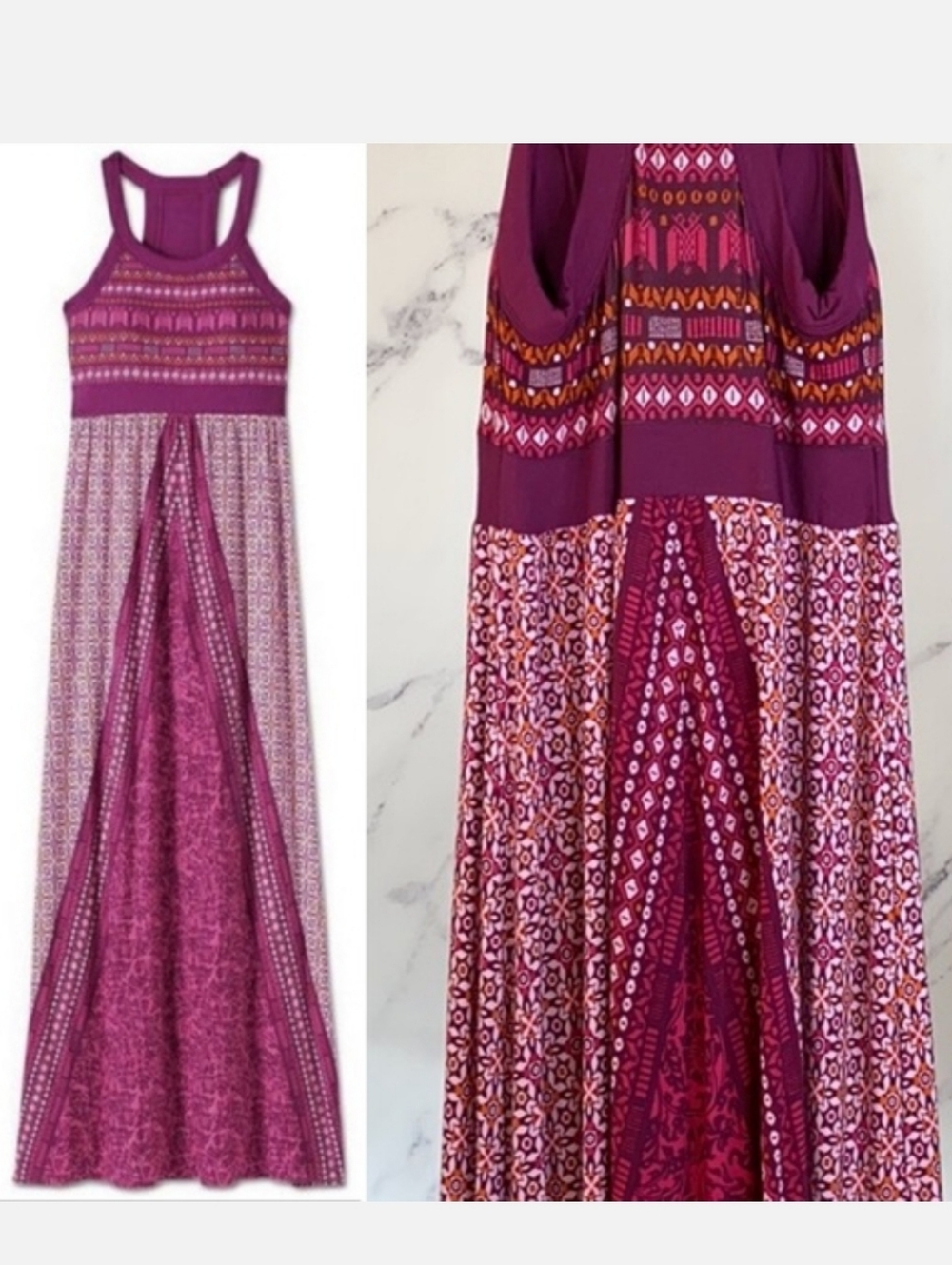 Athletha Rio Maxi Dress Sz M Raceback Soft Stretch Build In Bra Comfy Vacay